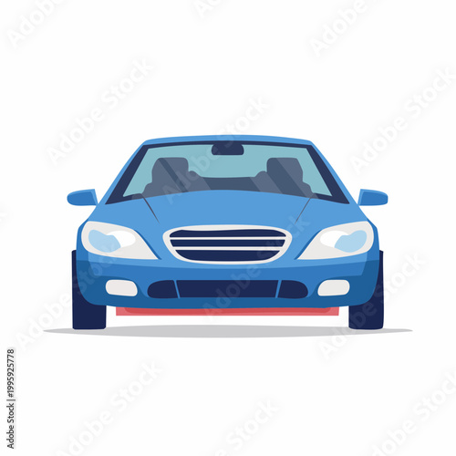 Blue Sedan Car Front View Illustration