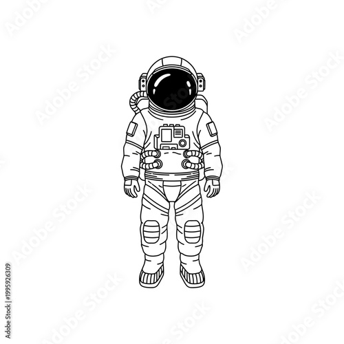 Astronaut in Space Suit Standing.