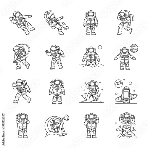 Astronauts in Various Space Poses.
