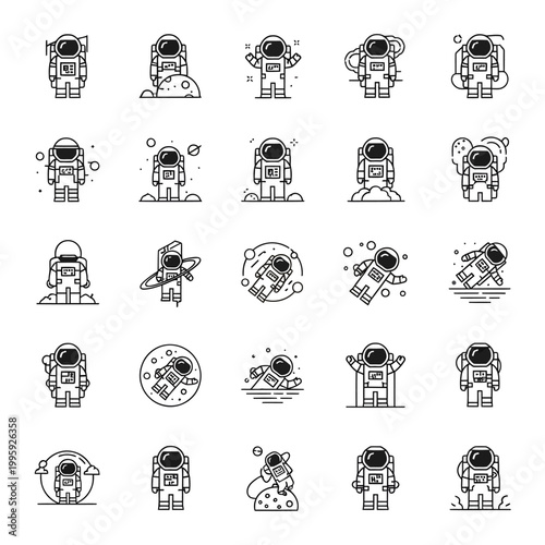 Astronauts in Various Space Poses.