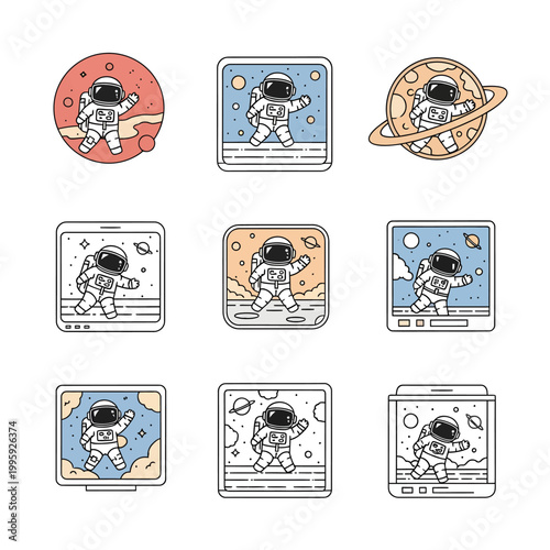 Astronaut in Space Suit Floating.