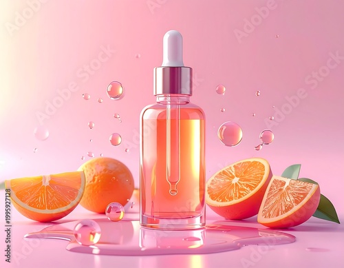 Pink aesthetic serum with oranges