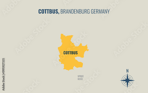 A map showing Cottbus BB Kreise into Gemeinden in a minimalist colorful style