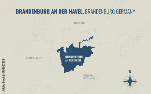 A map showing Brandenburg an der Havel BB Kreise into Gemeinden in a minimalist colorful style