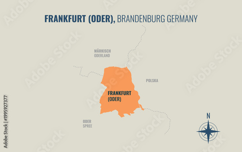 A map showing Frankfurt (Oder) BB Kreise into Gemeinden in a minimalist colorful style