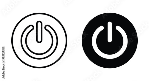 power button icons in outline and filled styles silhouette
