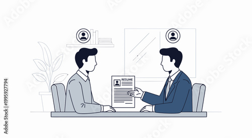 Job Interview: Candidate Hands Resume to Recruiter, Discussing Career Opportunities