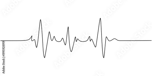 Continuous one line representing a heartbeat outline vector art illustration, Heart beat one line. Continuous lines heart beats drawing. Vector illustration.