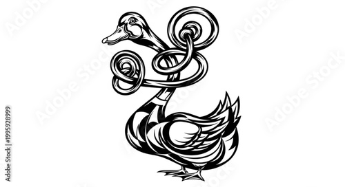 Intricate Celtic Knot Duck Illustration.