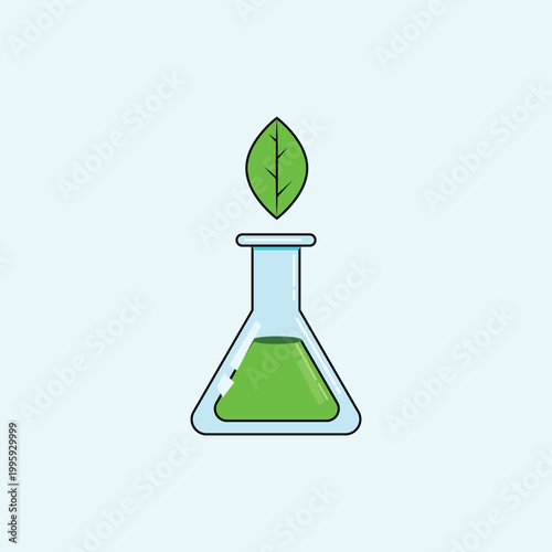 Green Chemistry Concept With Leaf and Laboratory Flask Representing Sustainable Science and Eco Research