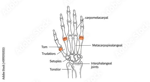 Anatomy of human hand bones.