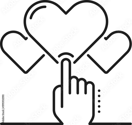 Ranking star and quality review rating pictogram of best choice, vector icon. Heart like button and finger icon for client best quality choice and high ranking evaluation in preference rating