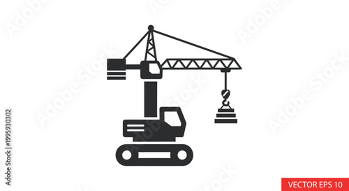 Black silhouette of a construction crane.