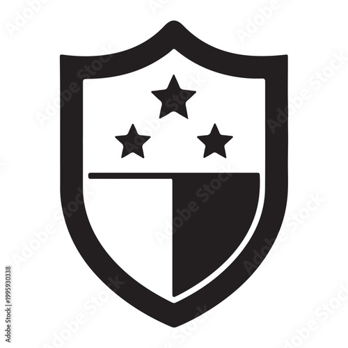 Shield with stars and divided background silhouette