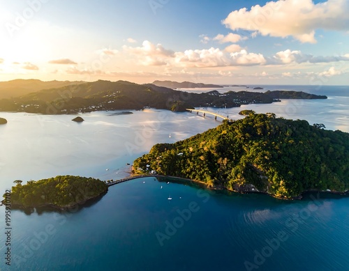 Panoramic view of islands at sunset