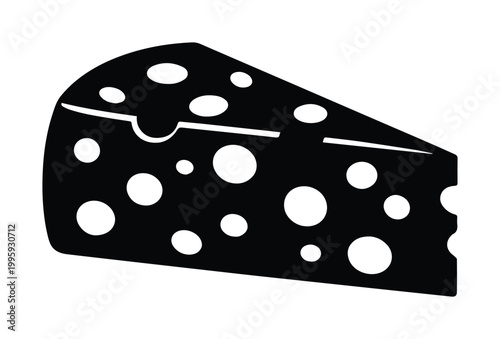 Foto Black cheese wedge vector icon, a minimalist graphic illustration of a triangula