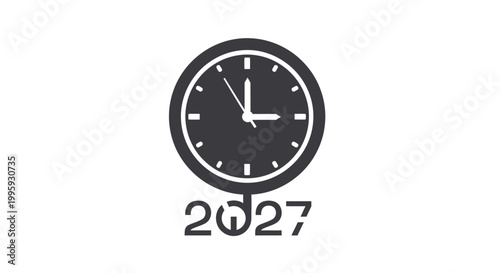 Clock with the year 2027 underneath.
