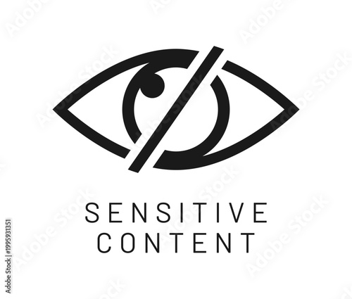 Sensitive content, restricted media icon or sign. Graphic restricted web material sign, sensitive content or media pictogram. Hidden password or photo warning icon