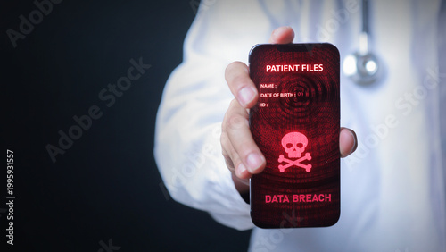 Φωτογραφία Concerned doctor holding smartphone displaying serious warning about medical pat