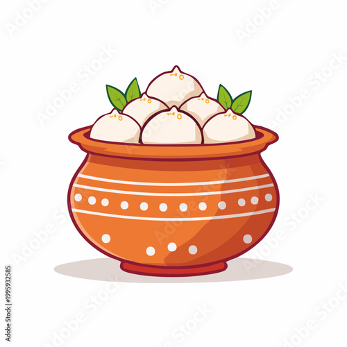 Rasgulla dessert in a clay pot