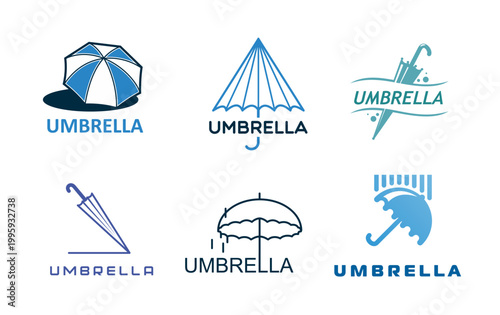 Flat umbrella icons. Versatile collection of vector parasol symbols featuring open and closed umbrellas, rain umbel, beach and sun protection canopies. Modern icons for insurance company, weather app