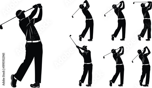 Golf swing sequence silhouette a dynamic athletic illustration