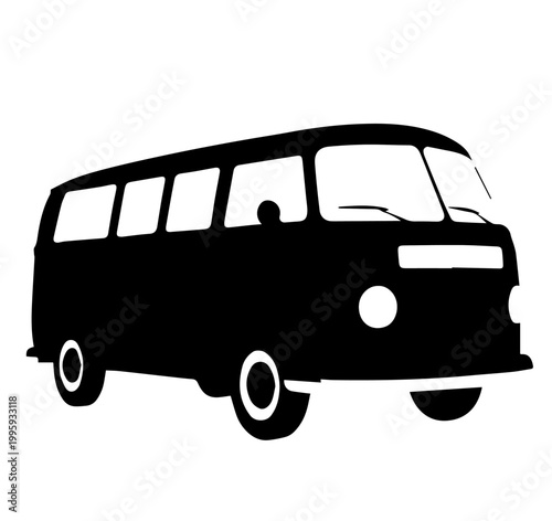 Classic Retro Camper Van Bus Vector Silhouette Illustration Icon for Travel Adventure Tourism and Vintage Hippie Culture Lifestyle Design