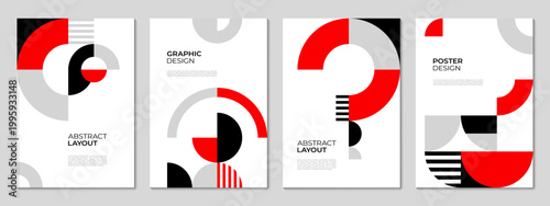 Fotografía Modern business posters with red and gray modern geometric layout