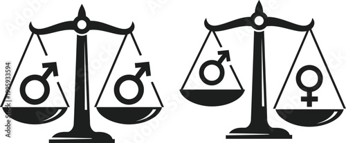 Gender equality symbol scales of justice silhouette