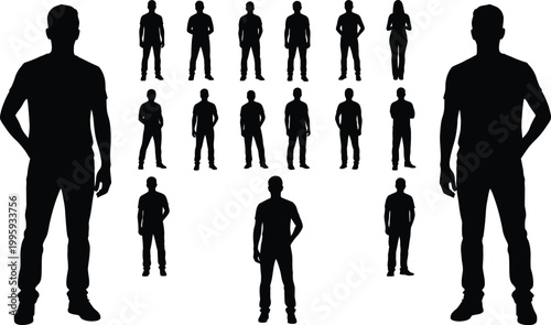 Human silhouette collection diverse poses and body types