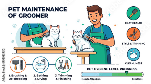 Groomer trimming white cat fur.