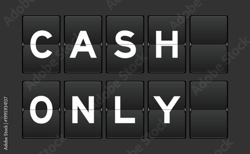 Black color analog flip board with word cash only on gray background