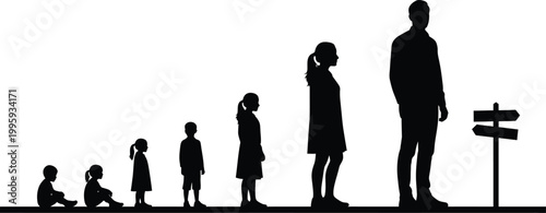 Human growth stages a silhouette depicting life's journey