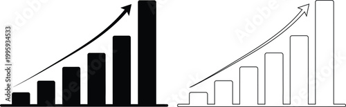Growth comparison bar chart vs line graph silhouette