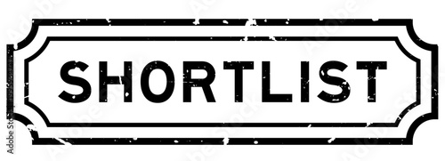 Grunge black shortlist word rubber seal stamp on white background