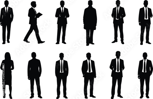 Business people silhouette collection diverse poses and attire