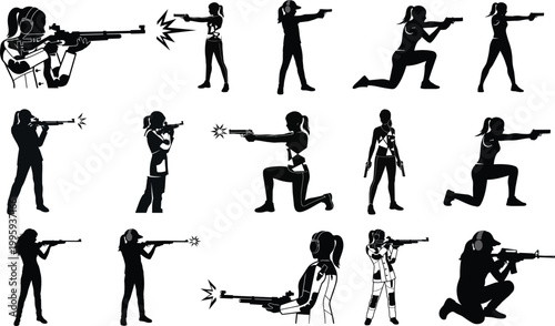 Girls practice shooting guns