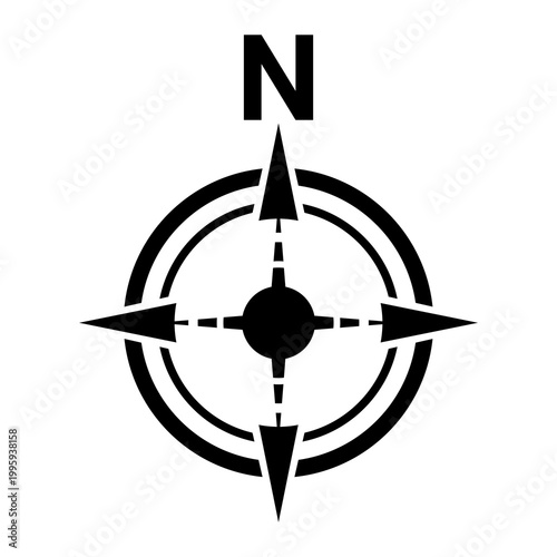 Black north symbol for map. Compass sign