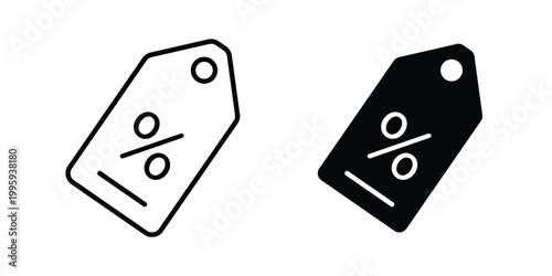 Discount tag icon design. Editable silhouette and Thin Stroke outlined icons pack