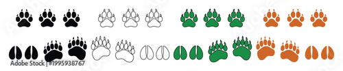 Foto Animal Paw Prints and Hoof Tracks Vector Set