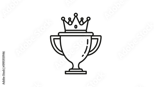 Trophy Cup with Crown Icon Illustration.