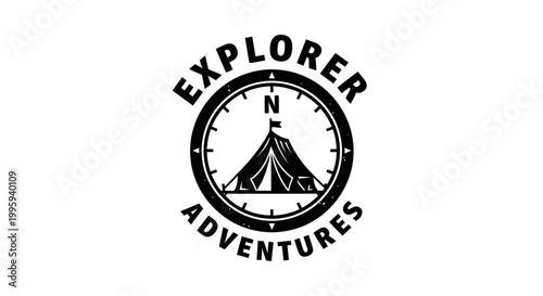 Black compass with mountain logo.