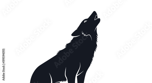 Black silhouette of a wolf howling.