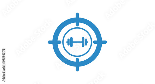 Blue dumbbell fitness symbol logo.