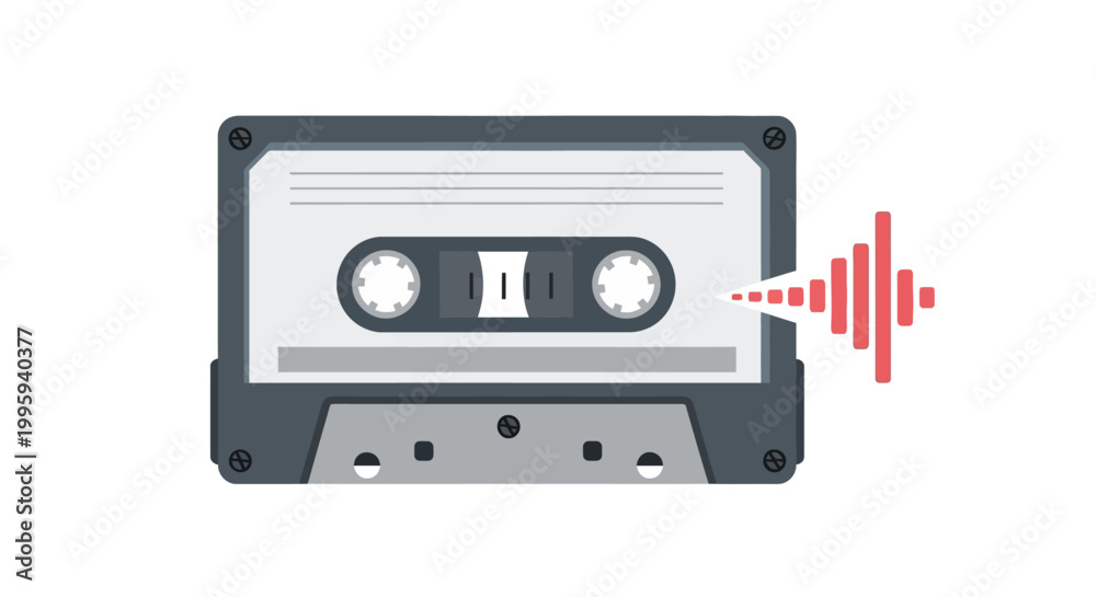 Fototapeta premium Cassette tape with sound wave.