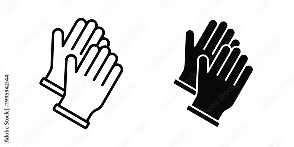 Obraz premium Glove icon design. Editable silhouette and Thin Stroke outlined icons pack