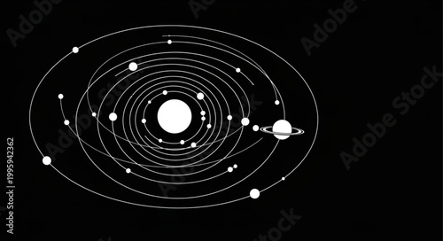 Solar System Diagram Showing Planets Orbiting Sun.