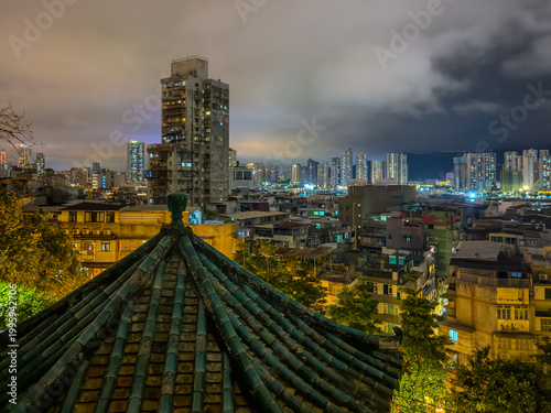 22 April 2026 View of Zhuhai in China  mainland from a hill top in Macau China beautiful colours of the buildings and water reflection