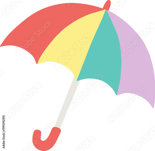 Colorful Pastel Umbrella Flat Vector Icon