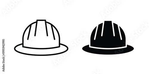 Hard hat icon design. Editable silhouette and Thin Stroke outlined icons pack